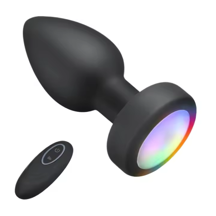 Vibrador Anal de Silicona con Base Luminosa, Control Remoto Inalámbrico Recargable, Masajeador Anal, Estimulación del Punto G, Estimulación Anal para Hombre y Mujer, Juegos de Placer para la Cama - 1