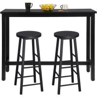 Conjunto de Mesa de Bar y 2 Taburetes, Muebles de Comedor, Mesa Alta y Taburetes de Bar, Barra Cocina y Salon, 140x40x100 cm, Metal + MDF, Roble Claro - details 7