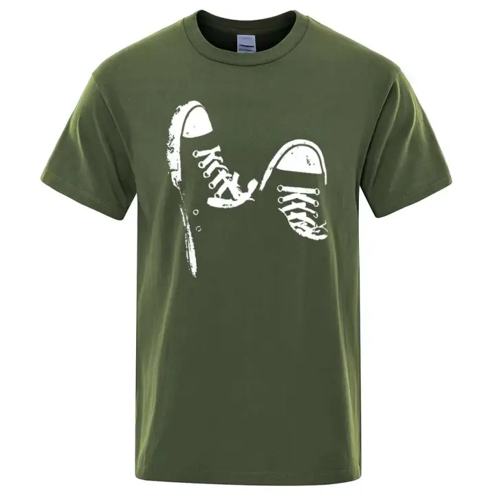 Camiseta casual de manga corta para hombre, 100% algodón, zapatos de skate, fresco, verano, precio asequible - 1