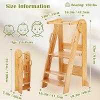 Seguridad para Niños de 2 a 6 Años, Torre de Aprendizaje de Altura Ajustable en 3 Niveles, Fácil de Montar - details 2