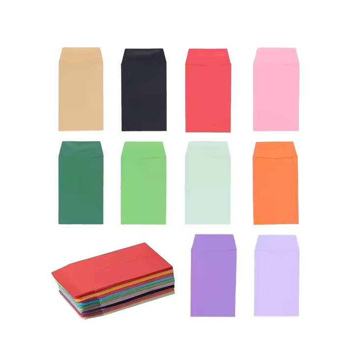 Paquete de 100 Sobres para Dinero - Coloridos, Tipo Semilla, Mini, Pequeños Sobres Adhesivos para Regalos en Monedas, Sueldos, Bodas, Oficina - 1