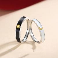 Anillo abierto de sol y luna de conejo para niñas, accesorios de joyería para amantes del aceite con goteo de diseño, joyería para parejas, mejor amigo - details 0