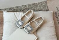 Zapatos de cuero con punta cuadrada para niñas, zapatillas de Ballet con diamantes de agua, suaves, estilo francés, novedad de verano, 2024 - details 7