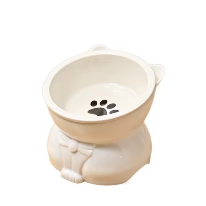 Cuenco de cerámica multiusos para gatos, cuenco de base alta con boca inclinada, desmontable, gran capacidad, alimentador para beber para mascotas, protección del cuello - 1