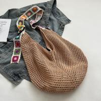 Bolso de mano de ganchillo de gran capacidad para mujer, bolsa tejida hueca ligera de estilo étnico, con correa bordada, tejido de algodón - details 13