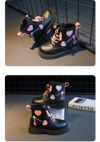 Botas de algodón informales para niñas, botines de PU británico, color rosa suave con cremallera lateral, a la moda, Otoño e Invierno - details 2