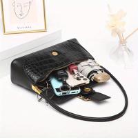 Bolso de hombro retro para mujer, espacioso, multifuncional, con cierre de hebilla magnética, imitación antidecoloración, blanco y negro para compras, viajes, uso diario - details 3