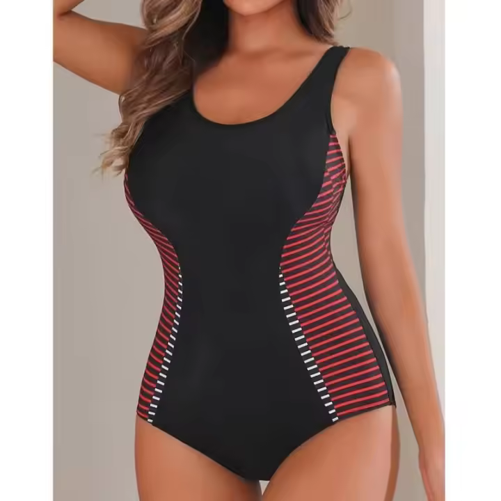 Traje de Baño de Una Pieza para Mujer Ouwu Traje de Baño Cerrado con Levantamiento Ropa de Playa - 1