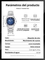 Reloj Náutilo Clásico para Hombres Cuarzo Resistente al Agua 3ATM, Esfera con Brillo Nocturno y Calendario, Correa de Aleación de Zinc Estilo Elegante para Oficina y Eventos Formales - details 3