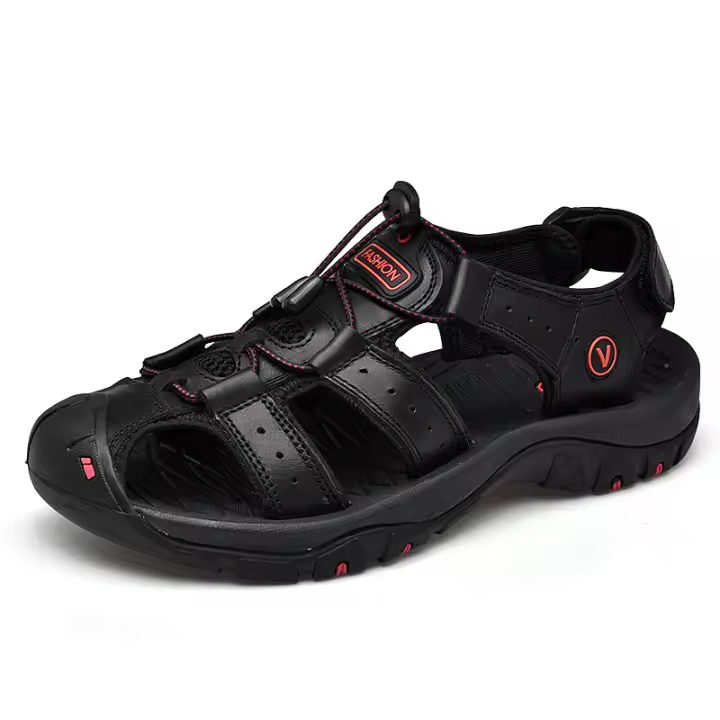 Sandalias de cuero para hombre, zapatos informales antideslizantes para playa y exterior, talla grande 38-48 - 1
