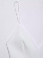 TRAFZA mujeres verano High Street sólido sin mangas Mini vestido ancho Swing decoración cremallera mujeres moda cuello pico Sling vestidos - details 3