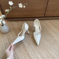 Tacones altos nuevo diseño de nicho temperamento pies no cansados ​​diamantes de imitación blanco stiletto zapatos de boda hueco sandalias - details 23