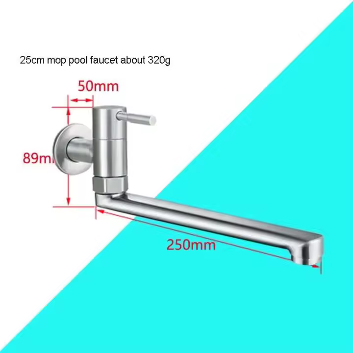 Grifo de Cocina de Acero Inoxidable Rotación de 180° Grifo de Piscina con Fregadero - 1