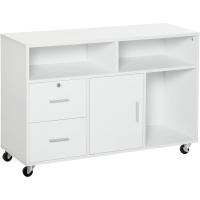 Archivador con Ruedas Estantes y Cajones Armario Multiusos con Gran Almacenaje 100x35x65 cm Blanco - details 0