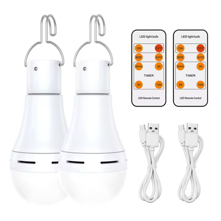 Bombilla LED colgante recargable por USB, luz de emergencia con batería de respaldo para el hogar, corte de energía, 2 piezas - 1