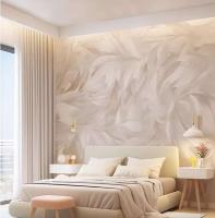 Papel tapiz personalizado con diseño de plumas de arte abstracto, estilo crema, decoración de fondo de TV, mural de pared europeo para dormitorio - details 5