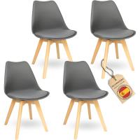 Sillas de Comedor Nórdicas Ergonómicas Madera de Haya Maciza Anti Manchas de Polipiel 2, Gris - details 9