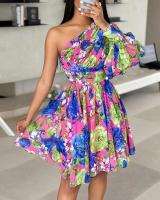 Vestido de mujer estampado con cintura y hombros descubiertos, cuello inclinado, nueva moda 2025 - details 3
