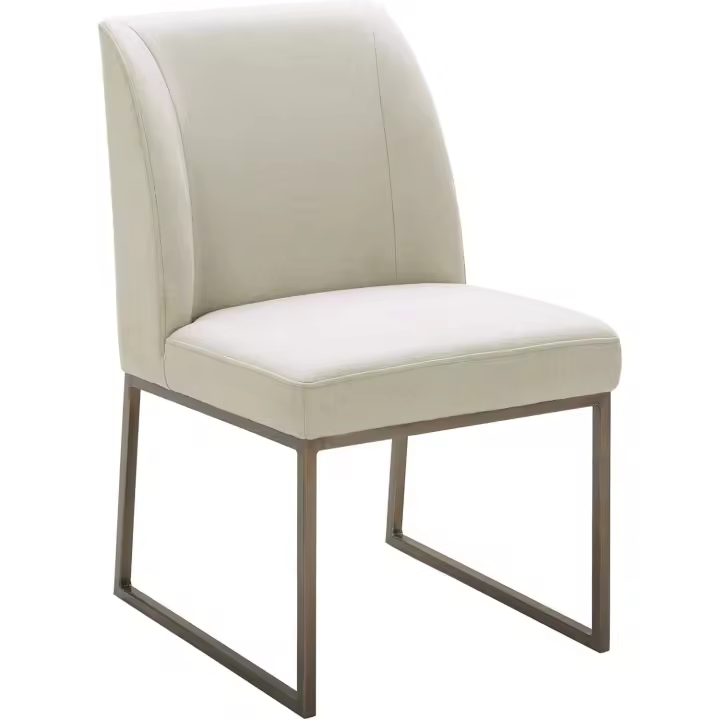 Silla de comedor, contemporánea, con base de metal y latón, 86 cm, color tiza - 1