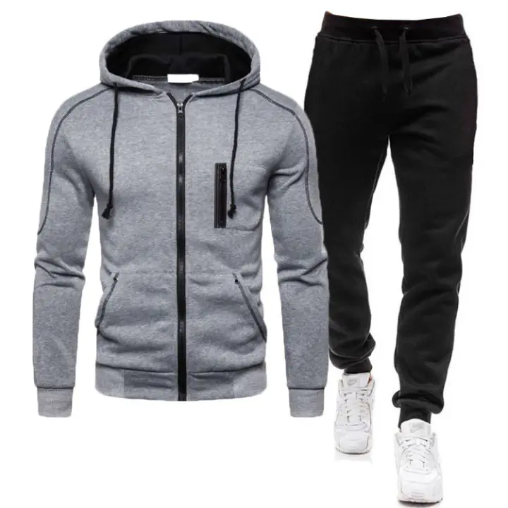 Conjunto deportivo informal para hombre, Sudadera con capucha y pantalones de cintura elástica, 2 piezas - 1