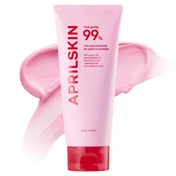 APRILSKIN TXA Niacinamide 99 Care Pink Bubble Gum Cleanser 99% TXA de alta pureza + niacinamida limpiador todo en uno: limpieza profunda, - 1