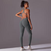 Body de Yoga de una pieza, conjunto de pantalones sin costuras, levantamiento de glúteos, Espalda descubierta, ropa sin mangas - details 24
