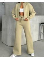 2025 Conjunto de dos piezas de primavera y otoño para mujer Chaqueta holgada informal con cremallera Moda versátil - details 7