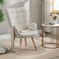 Sillones de salón Butaca nórdica Sillas Escandinavo Relax Acolchado con reposabrazos y patas de madera, tela, para dormitorio comedor, gris - details 21