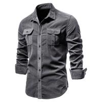 día del padre Camisas de primavera y otoño para hombre Camisa casual de manga larga Ropa de hombre de calidad de pana Rebeca de un solo pecho con solapa de bolsillo - details 4