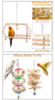Juguete de Pavo Real de 7 Piezas en Forma de Corazón Estrella y Bolas de Madera para pájaros periquitos Accesorios de Juego Universal Apto para Todas las Raças de Pájaros - details 2