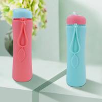 Botella de agua de silicona plegable a prueba de fugas, taza de agua plegable portátil reutilizable, tapa giratoria, tazas de agua plegables para viaje - details 12