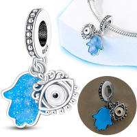 Conjunto de dijes para pulsera de dos piezas con ojo mágico brillante, fabricado en plata con piedra principal de circonia. - details 0