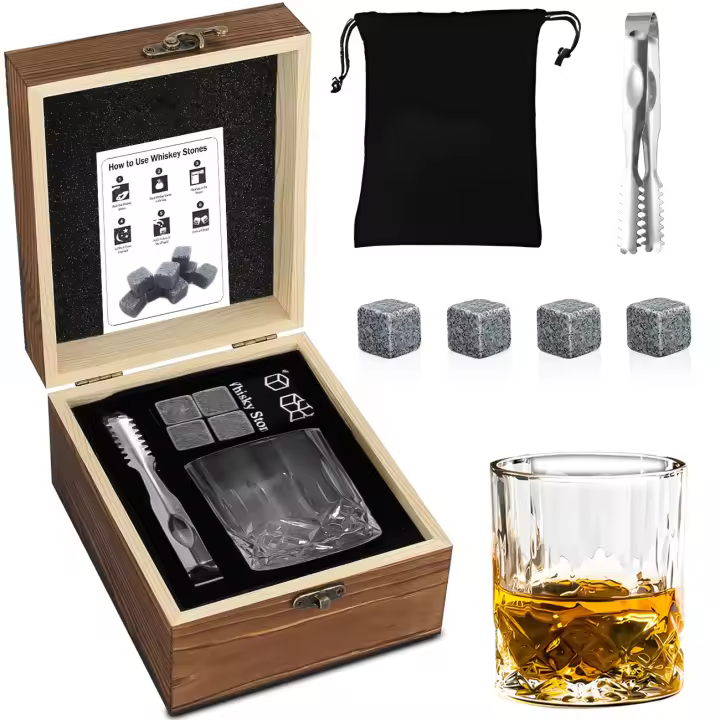 día del padre,Juego de vino de piedra de vino helado Caja de regalo de copa de vino de copa de whisky - 1