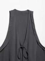 OUWU- Nueva Ropa De Mujer Adelgazante Versátil Decoración De Lazo Cuello En V Textura Chaleco Suelto Chaqueta Hombro - details 5
