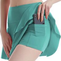 Falda de Golf de tenis para mujer con bolsillos Color sólido plisado falso dos vestido de Yoga falda atlética transpirable para chica falda deportiva de entrenamiento - details 8