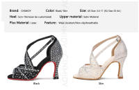 Zapatos de baile latino de suela roja para mujer, zapatos de baile de salón de Tango, tacón cubano, zapatos de boda con diamantes de imitación, sandalias para mujer - details 4