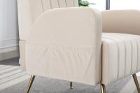 Silla decorativa con respaldo de ala de terciopelo y sofá salón con patas doradas de metal - details 2