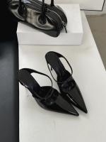 Bolsa de tacón fino de charol puntiagudo cabeza media zapatillas mujer desgaste nueva plata tacón alto medio Toller zapatos individuales - details 26