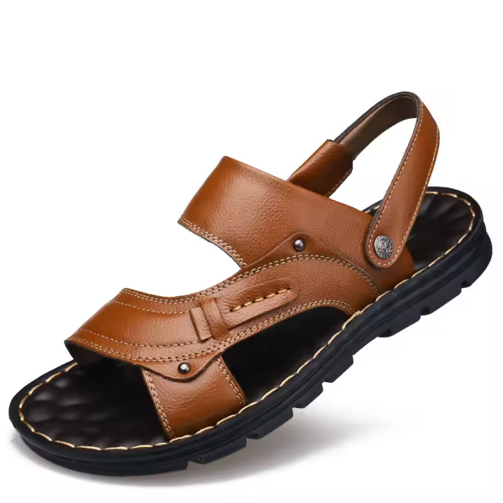 Sandalias de cuero para hombre, zapatos informales, ligeros y cómodos, para la playa y el verano - 1