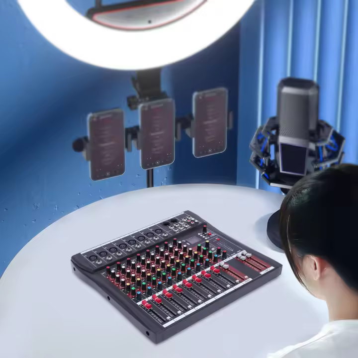 Mezclador de Audio y sonido de 8 canales, amplificador de consola de mezclas de estudio en vivo, DJ, Bluetooth, USB - 1