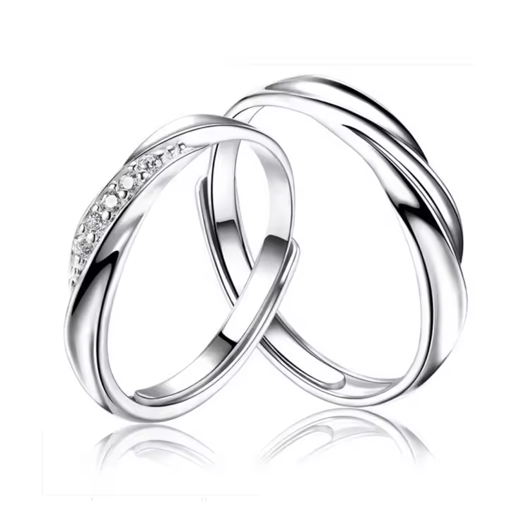 Anillo de Plata de Ley SSITO Partnerring 2 Piezas para Boda - 1