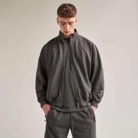 Decheng OEM Top Cotton Sudadera con capucha para hombres y mujeres Cremallera de metal Gris Marrón Hombro caído Ropa de calle Ropa deportiva - details 7