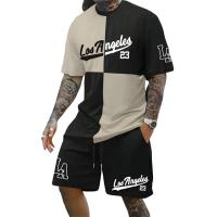 Conjunto de camiseta y pantalón corto informal con estampado de letras en contraste para hombre, ropa deportiva para exteriores, regalo para novio - details 6