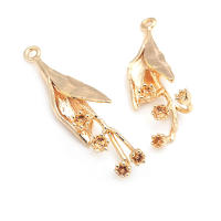 4 Uds. Colgantes de flores de latón de Color platino, suministros para hacer joyas de alta calidad, collar, pendientes, accesorios para mujer - details 5
