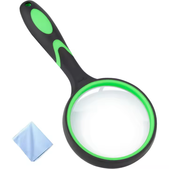Lupa 10X, lupa de lectura portátil de 75 mm con mango suave antideslizante para personas mayores, lectura de periódicos y exploración de pasatiempos de la naturaleza para niños - 1