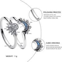 Conjunto de anillos celestiales de Sol y Luna, Anillo brillante De Sol y Luna con Baño de Oro/Plata de 14 K - details 1