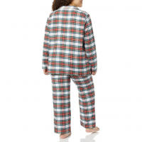 MoFiz Pijamas Mujer Algodón Cuadros Manga Larga con Traje Dos Piezas Casual Ropa de Casa Dormir con Botones - details 11
