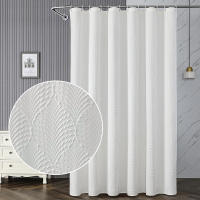 Cortina de Ducha Impermeable de Poliéster Sólido Accesorios de Baño Cortina de Ducha para Hogar sin Perforaciones - details 0