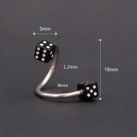 Piercing de hélice de 5 piezas, barra de 1,2x10mm con bola cuadrada de 3mm, pendiente, bola en forma de S, Piercing para nariz y labio - details 1