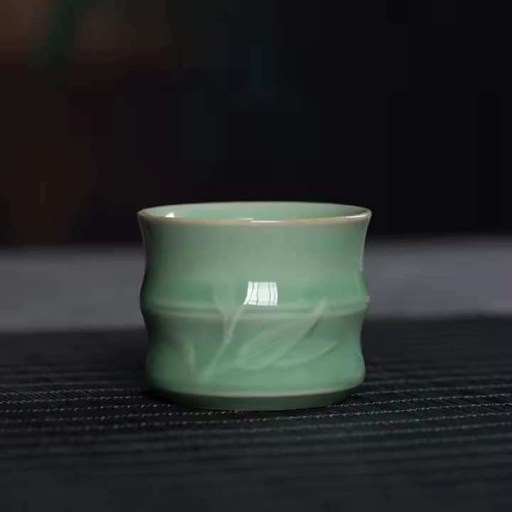 Longquan celadon master cerámica Kung Fu set hogar creativo té individual personal taza hecha a mano - 1
